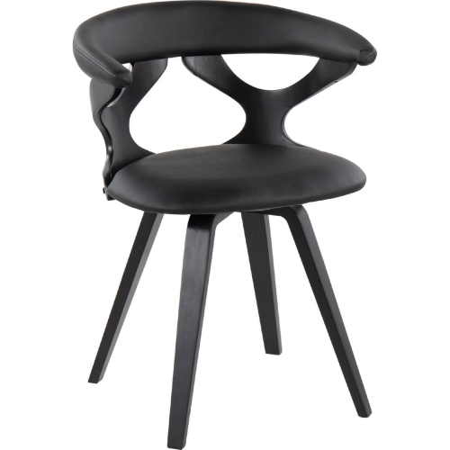 Gardenia Swivel Dining Chair in Black Leatherette & Black Wood